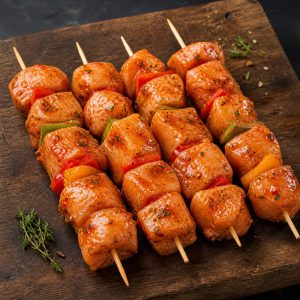 Brochettes de poulet marinées
